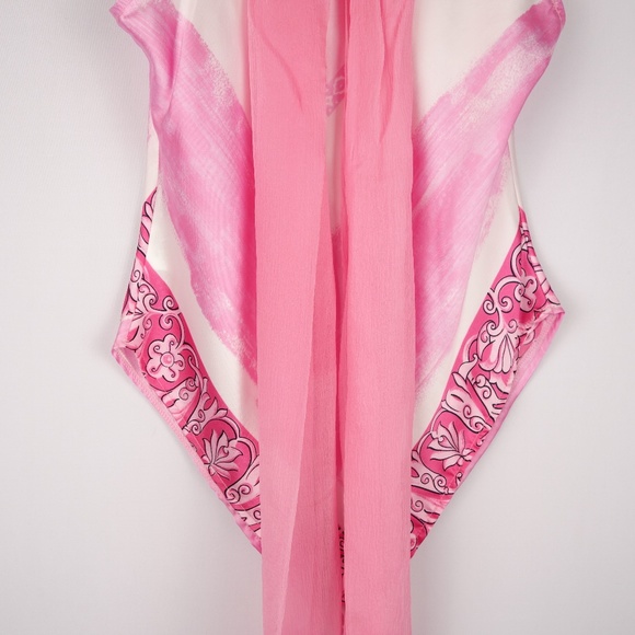 Lorena Conti Paris Pink Sleeveless Top w/ Scarf Collar Made In France, Size 2 - Picture 8 of 16